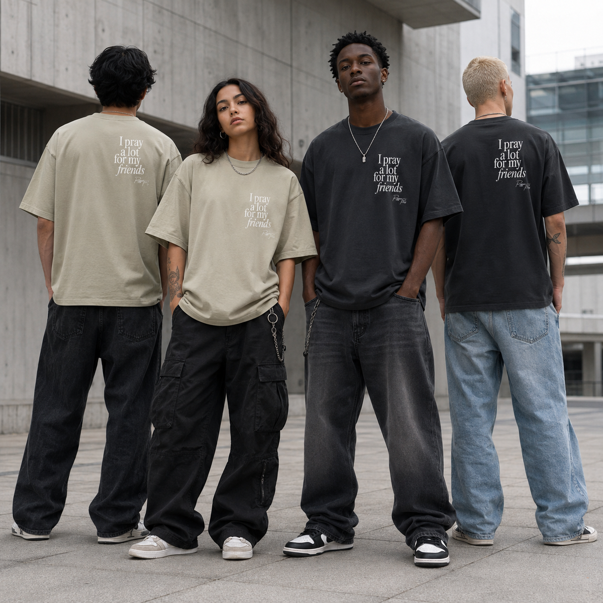 I pray a lot for my friends Oversized faded t-shirt