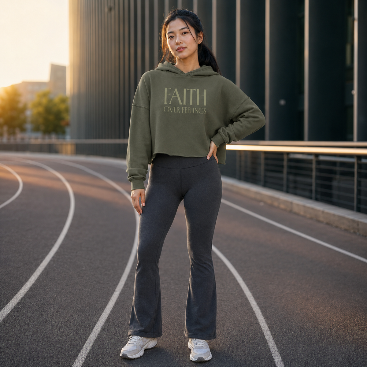Faith over Feelings Crop Hoodie