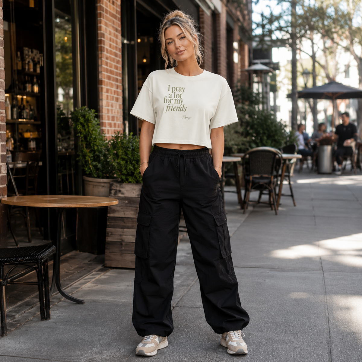 I pray a lot for my friends Women’s crop top